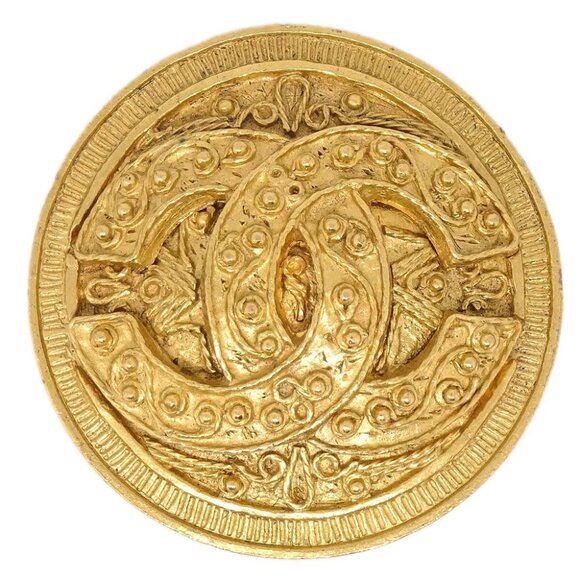 Chanel Medallion Brooch Pin Gold 94A 165179 - Picture 1 of 4